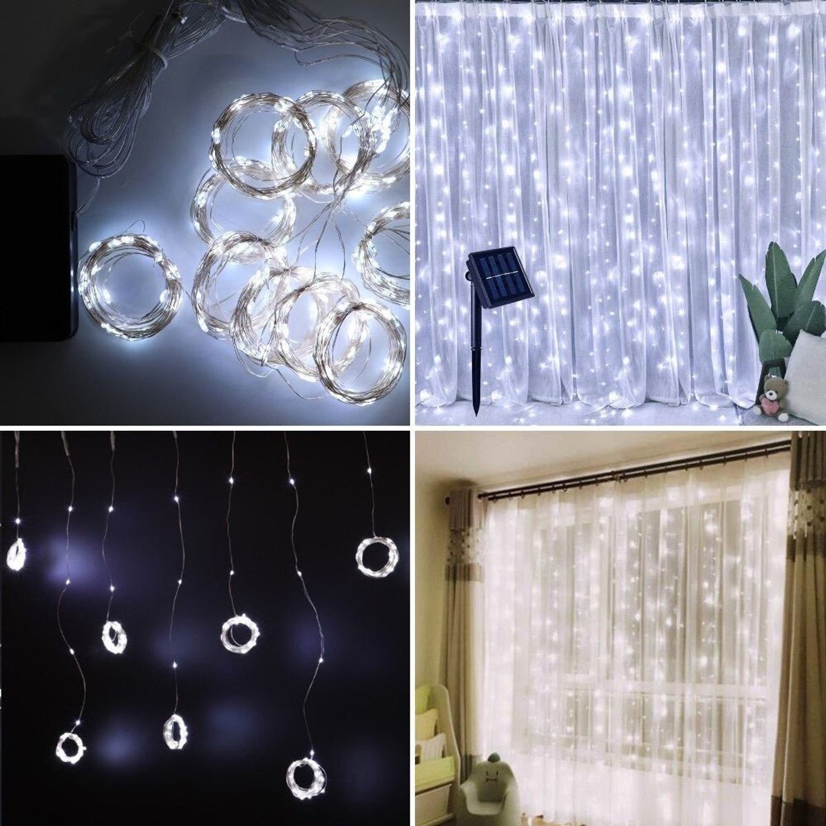 GENERICO - Cascada Hada Solar - Luz Fría IP65 3x3 m