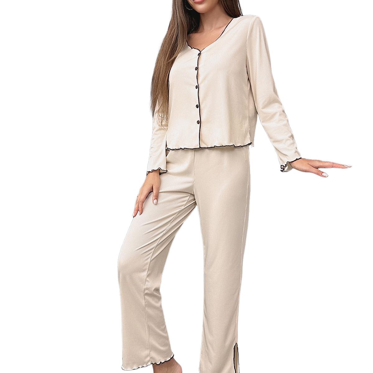 BLWOENS - Pijama de para mujeres - 2 piezas - Beige