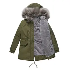 TIOZONEY - Abrigo de invierno con gorro para mujer - Verde