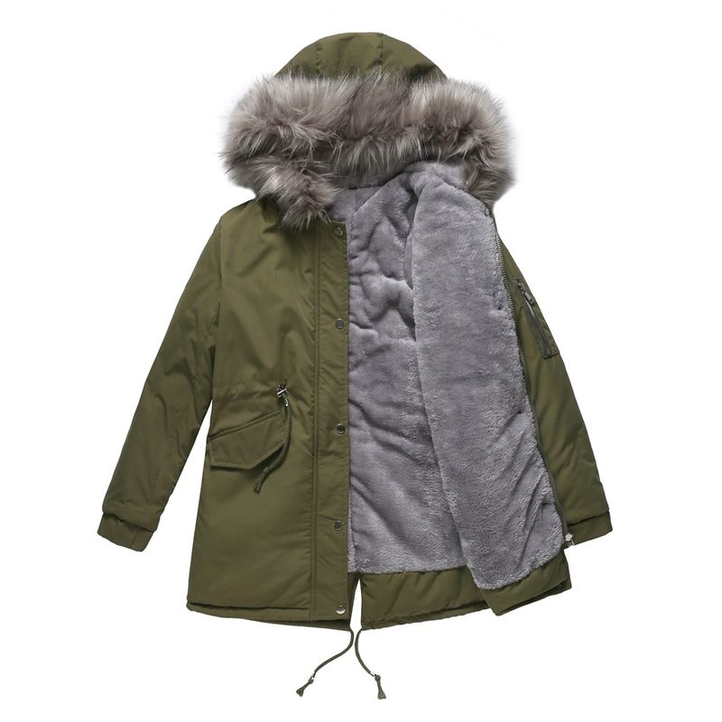 TIOZONEY - Abrigo de invierno con gorro para mujer - Verde