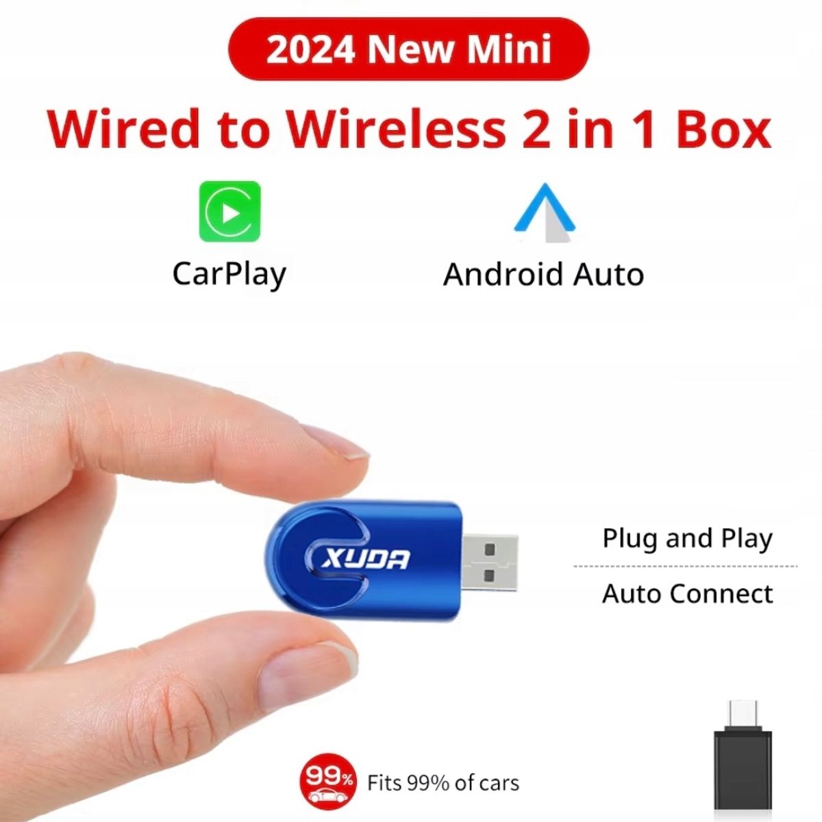 ADN - Mini Adaptador Inalámbrico Xuda Carplay Android Auto