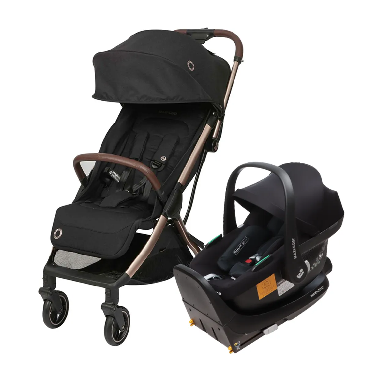 MAXI COSI - Coche Travel System Eva Black Champagne + Silla Cabriofix I-Size