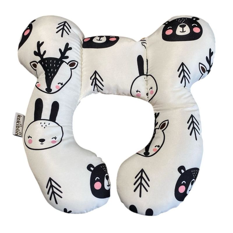 GENERICO - Cojin cuello almohada de viaje para bebes osito blanco