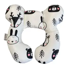 GENERICO - Cojin cuello almohada de viaje para bebes osito blanco
