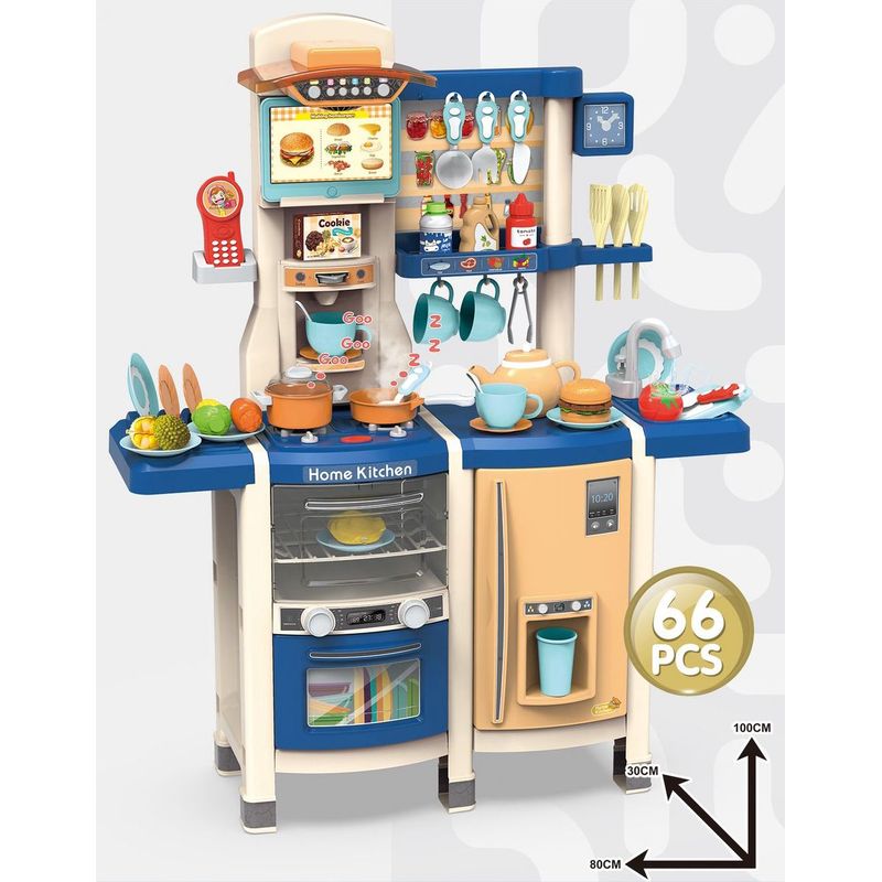 GENERICO - Cocina Juguete Azul 66 Pcs 100cm Alto, Vapor,agua