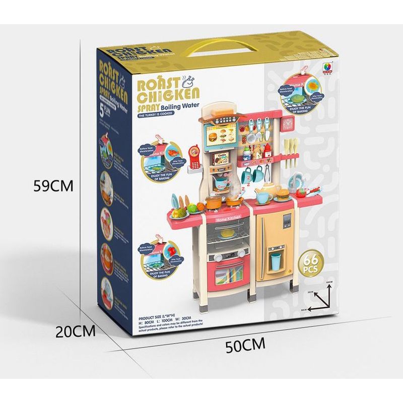 GENERICO - Cocina Juguete Rojo 66 Pcs 100cm Alto, Vapor,agua