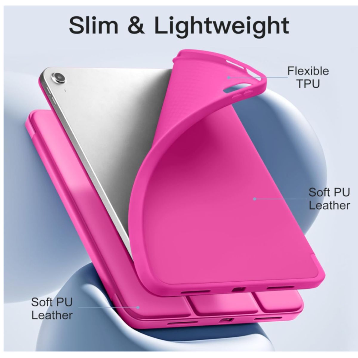 GENERICO - Carcasa Smart Cover Ranura Para iPad 10ma 10.9 Fucsia