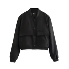BLWOENS - Chaqueta cort sin gorro para mujer -Negro.