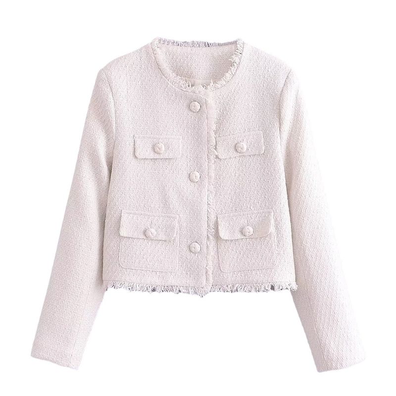 BLWOENS - Chaqueta corta con botones para mujer -Blanco.