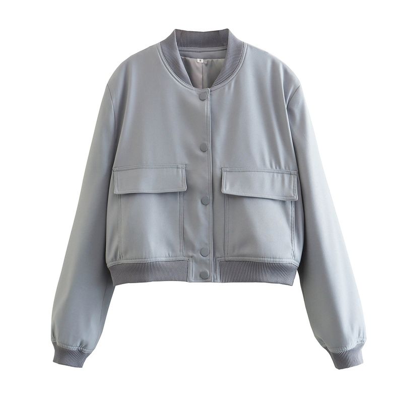 BLWOENS - Chaqueta cort sin gorro para mujer -Gris