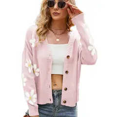 BLWOENS - Suéter con flores para mujer -Rosado
