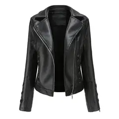 BLWOENS - Chaqueta cuero PU para mujer -Negro