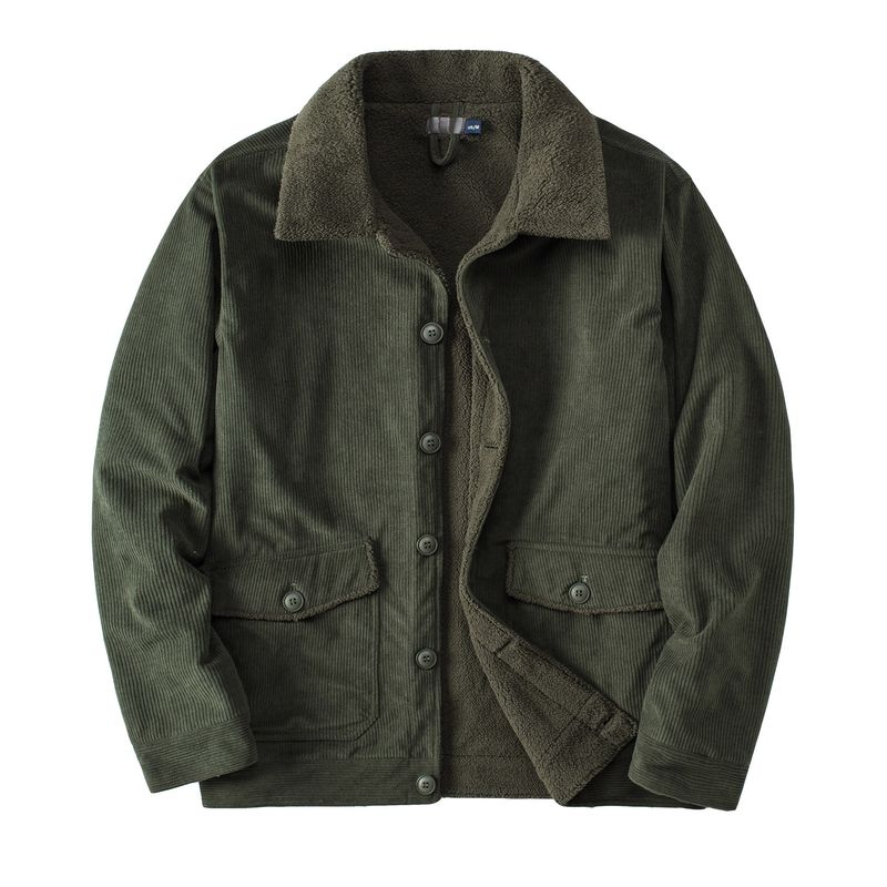BLWOENS - Chaqueta grande con botones y bolsillos para hombre - Verde