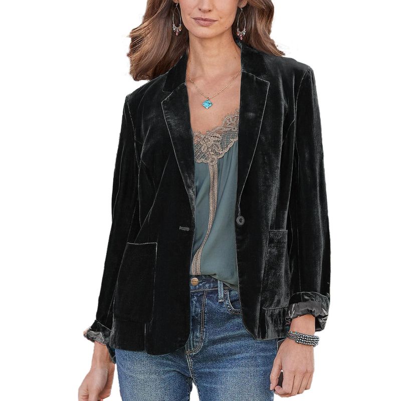 BLWOENS - Chaqueta co botón y bolsillo para mujer - Negro