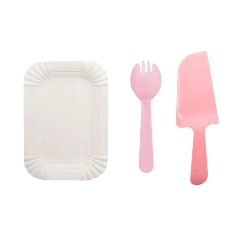 GENERICO - Juego de platos y cubiertos de cumpleaños 13pcs rosado