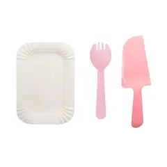 GENERICO - Juego de platos y cubiertos de cumpleaños 13pcs rosado