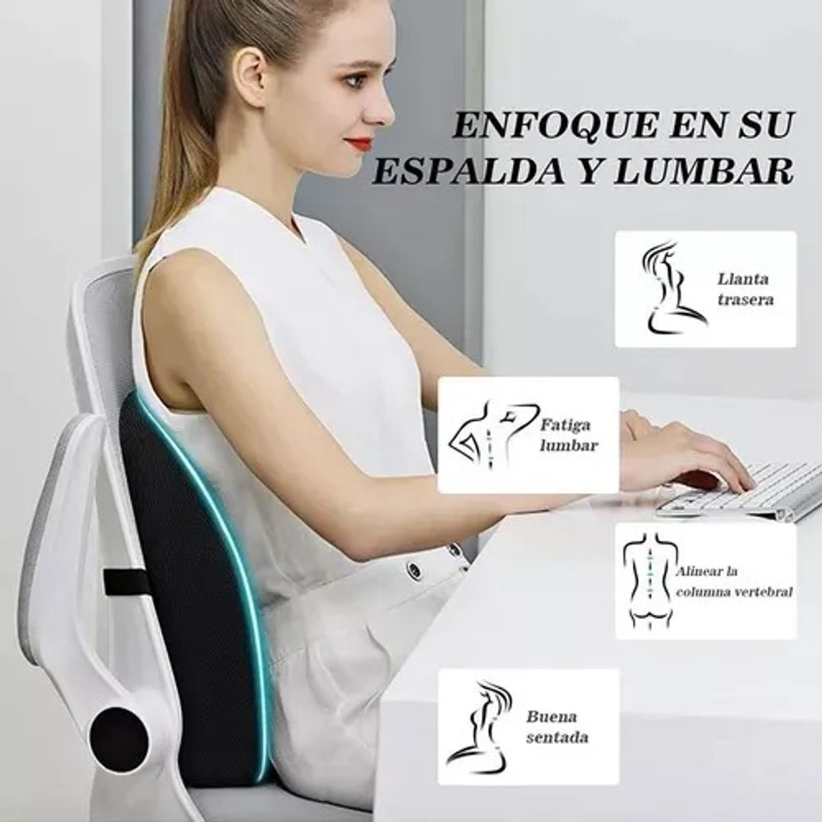 GENERICO - Cojin Con Memoria Ortopedico Lumbar Sillas Asiento Automovil.