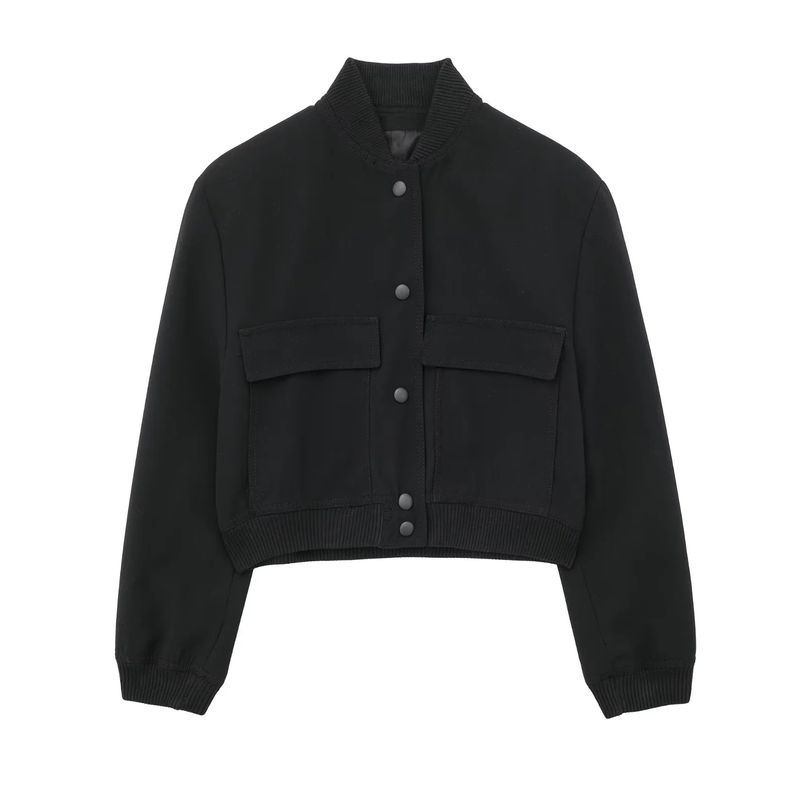 BLWOENS - Chaqueta corta con botones para mujer-Negro.