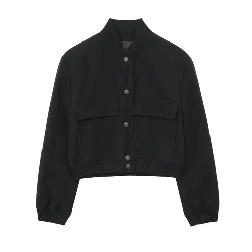 BLWOENS - Chaqueta corta con botones para mujer-Negro