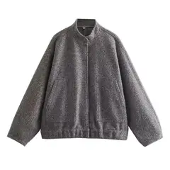 BLWOENS - Chaqueta sin gorro oversize para mujer -Gris