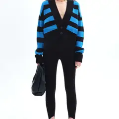 BLWOENS - Chaleco abierto con rayas para mujer -Azul
