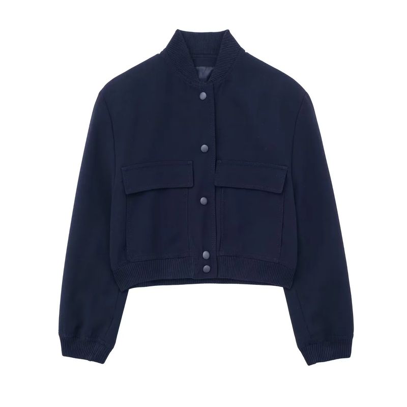 BLWOENS - Chaqueta corta con botones para mujer-Azul