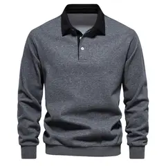 BLWOENS - Polerón cerrado con botones corto para Hombre - Gris