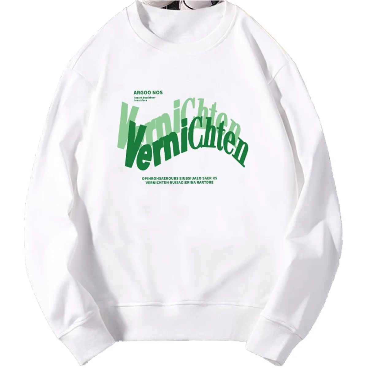 BLWOENS - Polerón sin gorro liso unisex con estampado- Blanco