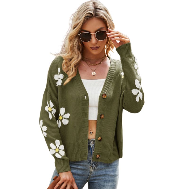 BLWOENS - Suéter con flores para mujer -Verde
