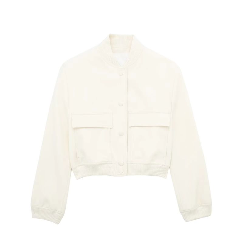 BLWOENS - Chaqueta corta con botones para mujer-Blanco