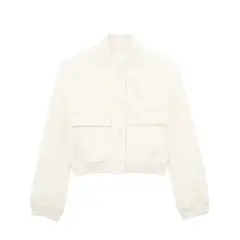 BLWOENS - Chaqueta corta con botones para mujer-Blanco