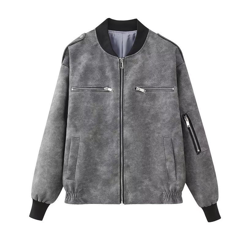BLWOENS - Chaqueta con cierre para mujer -Gris
