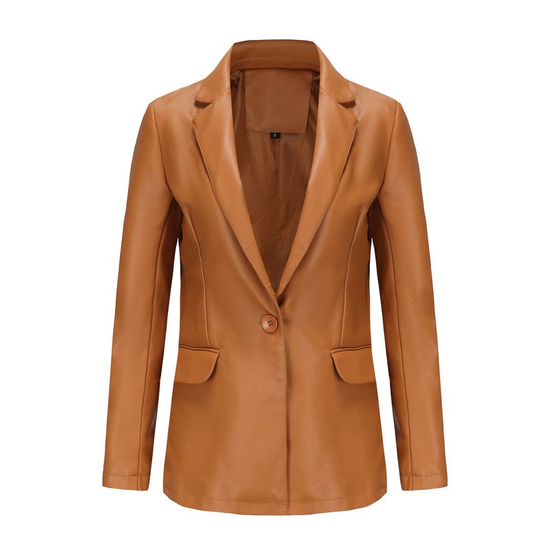 BLWOENS - Chaqueta de PU para mujer -Café