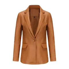 BLWOENS - Chaqueta de PU para mujer -Café