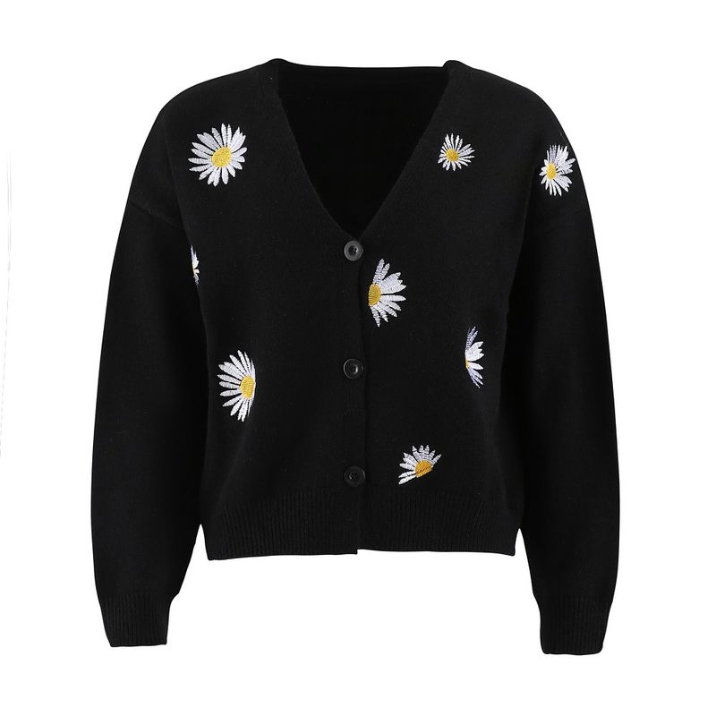 BLWOENS - Suéter con flores para mujer -Negro