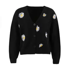 BLWOENS - Suéter con flores para mujer -Negro