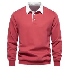 BLWOENS - Polerón cerrado con botones corto para Hombre - Rojo.
