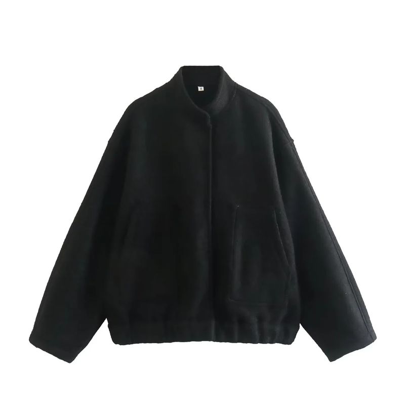 BLWOENS - Chaqueta sin gorro oversize para mujer - Negro