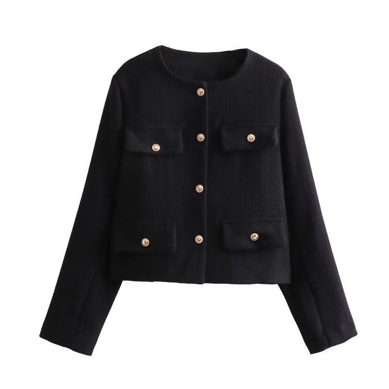 BLWOENS - Chaqueta lisa sin cuello para mujer -Negro.
