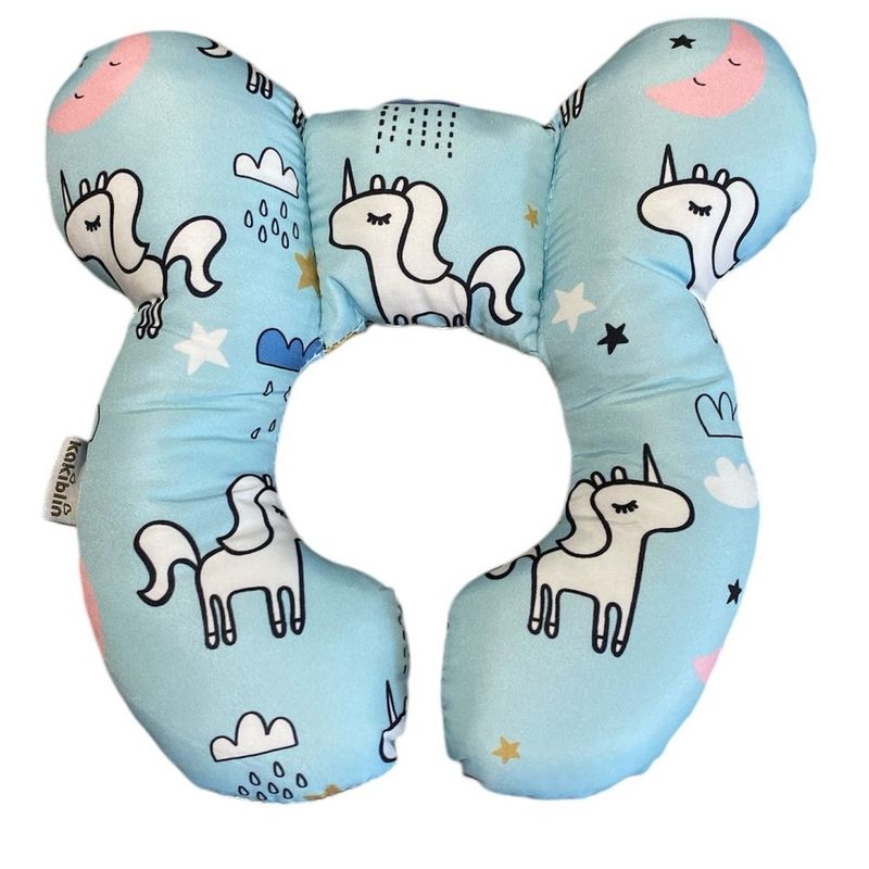 GENERICO - Cojin cuello almohada de viaje para bebes unicornio celeste