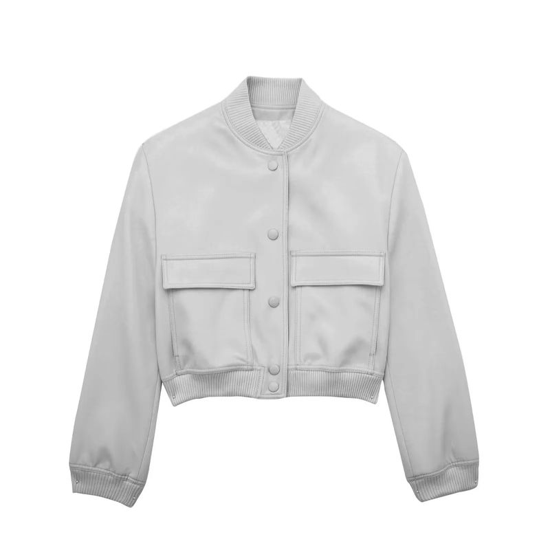 BLWOENS - Chaqueta corta con botones para mujer-Gris