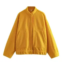 BLWOENS - Chaqueta sin gorro oversize para mujer - Amarillo