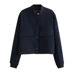 BLWOENS - Chaqueta cort sin gorro para mujer -Azul