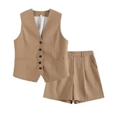 BLWOENS - Blazer vest y pantalones casuales para mujeres Traje