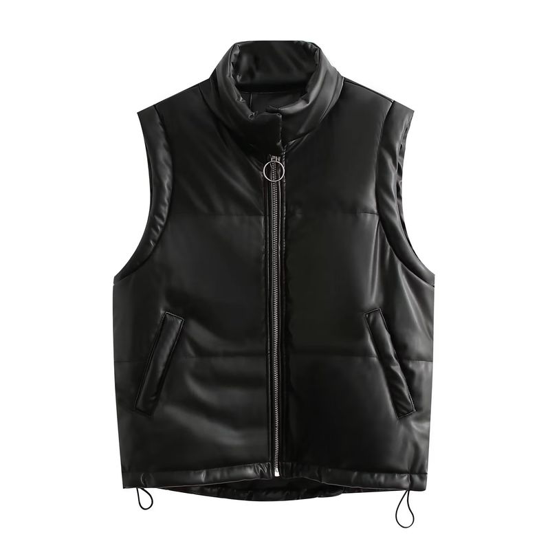 BLWOENS - Chaleco cazadora Acolchado PU para Mujer - Negro
