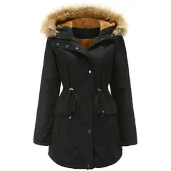 BLWOENS - Abrigo con capucha de Algodón para mujer - Negro