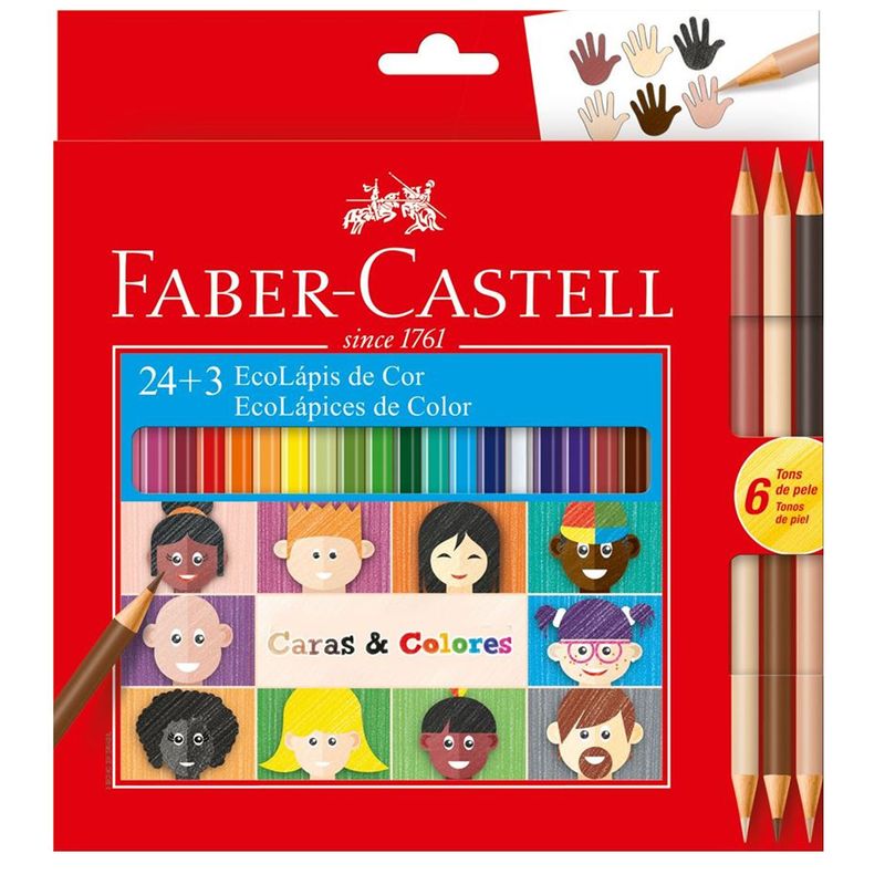 FABER-CASTELL - Lapices Faber-Castell Ecolápices 24+3bicolor Caras y Colores