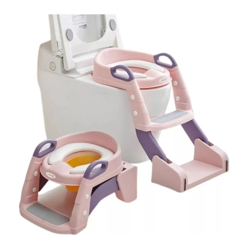 GENERICO - Pelela Asiento Adaptador Escalera Inodoro Wc 3 En1 Rosa
