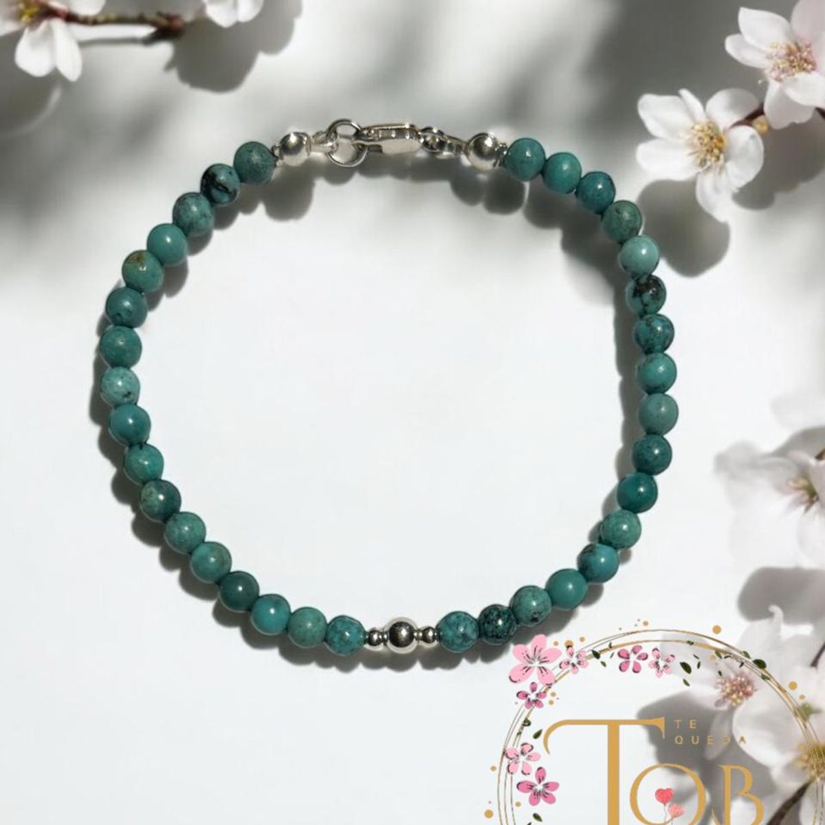 GENERICO - Pulsera turquesa celeste plata 925