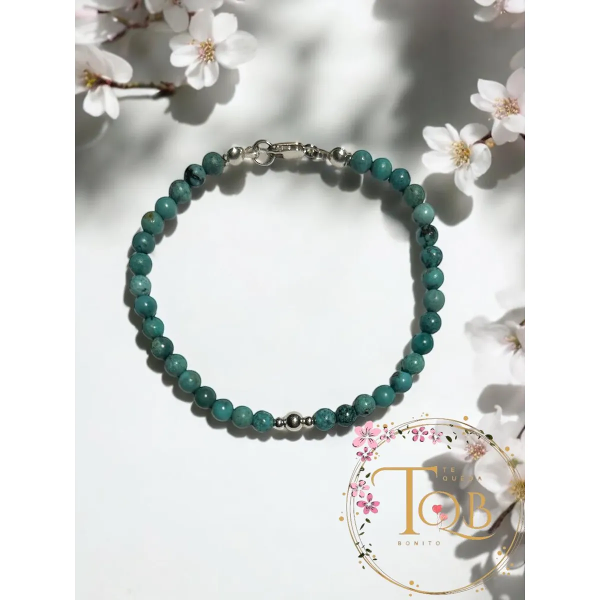 GENERICO - Pulsera turquesa celeste plata 925